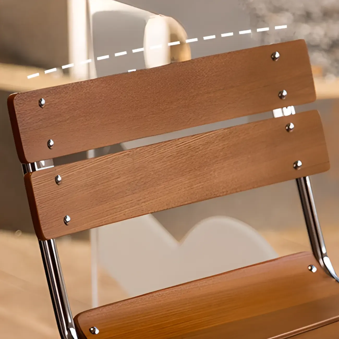 Industrial Brown Wood Rectangle Stackable Bar Stools with Back Image - 5