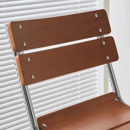 Industrial Brown Wood Rectangle Stackable Bar Stools with Back Image - 6