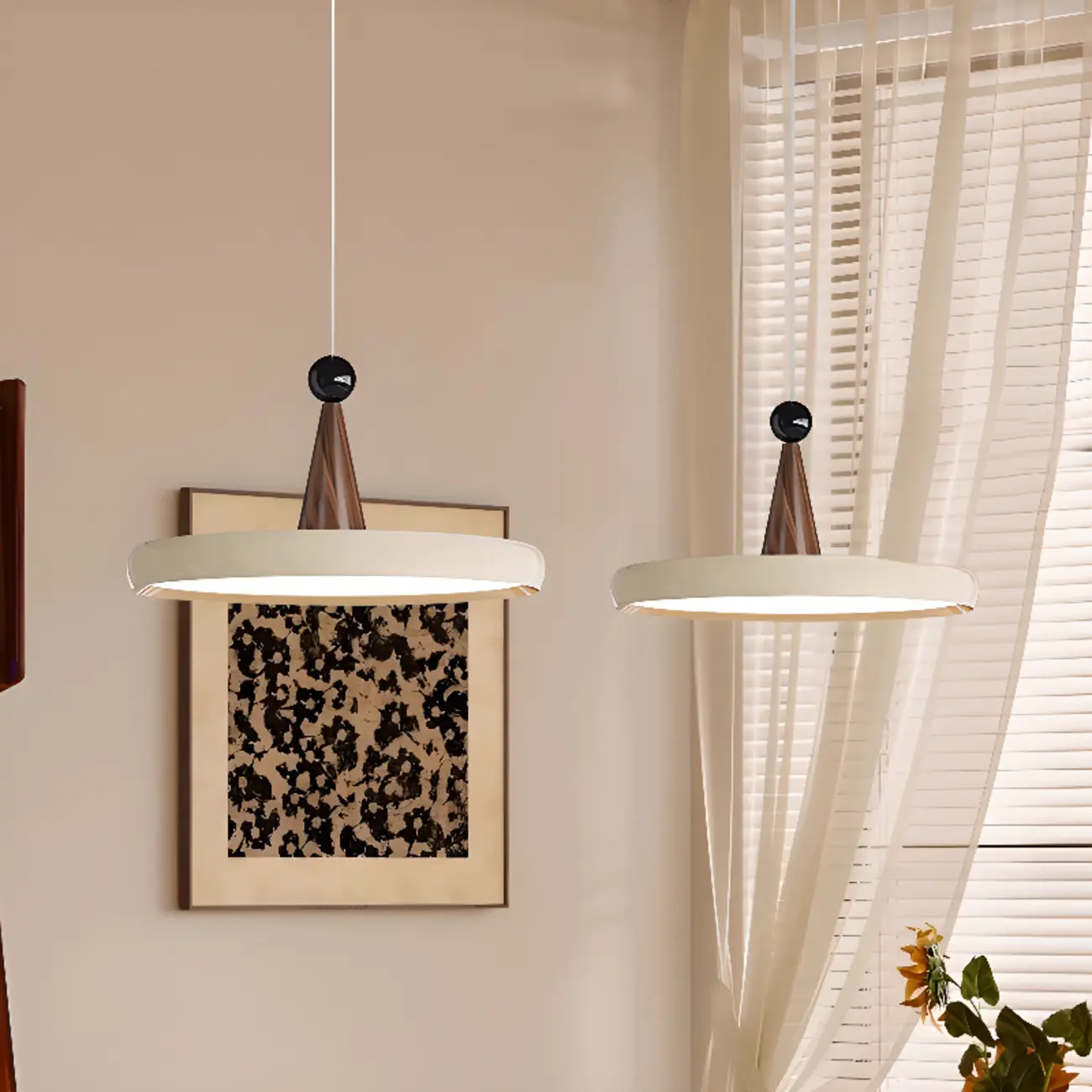 Modern Geometric Cream Acrylic Pendant Light with Multi Dimming  Image - 2 | homeyfad