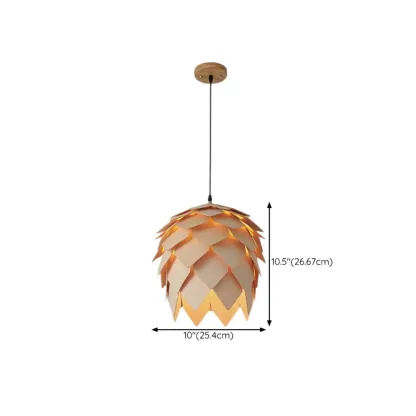 Exquisite Solid Wood Pine Cone Pendant Light Hanging Lamp #size