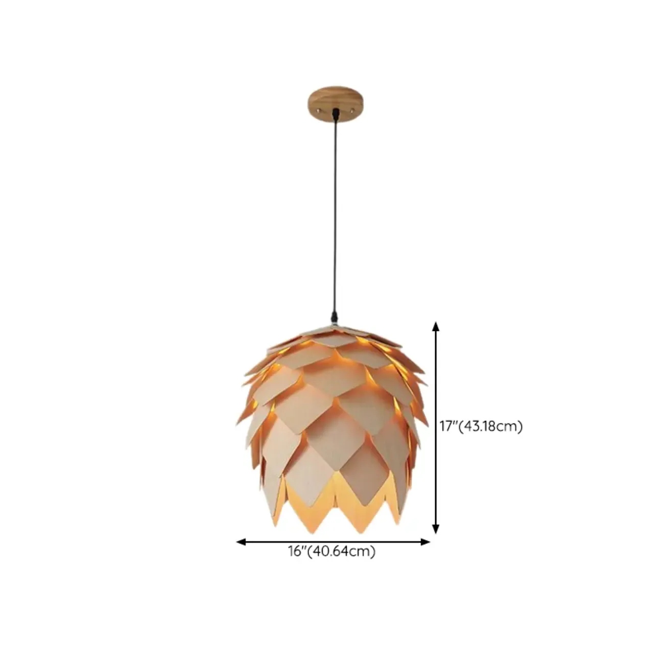 Exquisite Solid Wood Pine Cone Pendant Light Hanging Lamp Image - 10