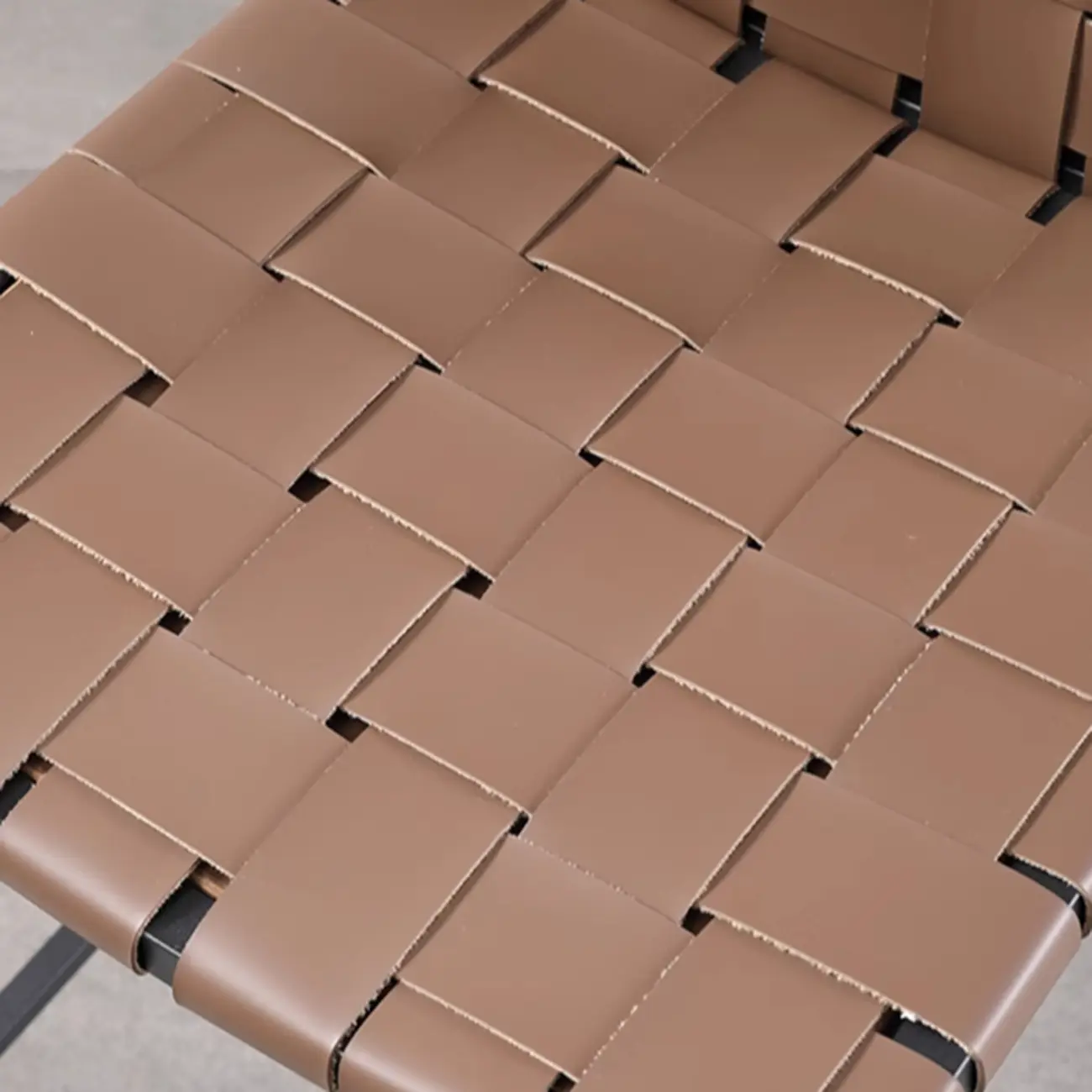 Modern Leather Seat Woven Textured Bar Stools with Back Image - 5 | homeyfad