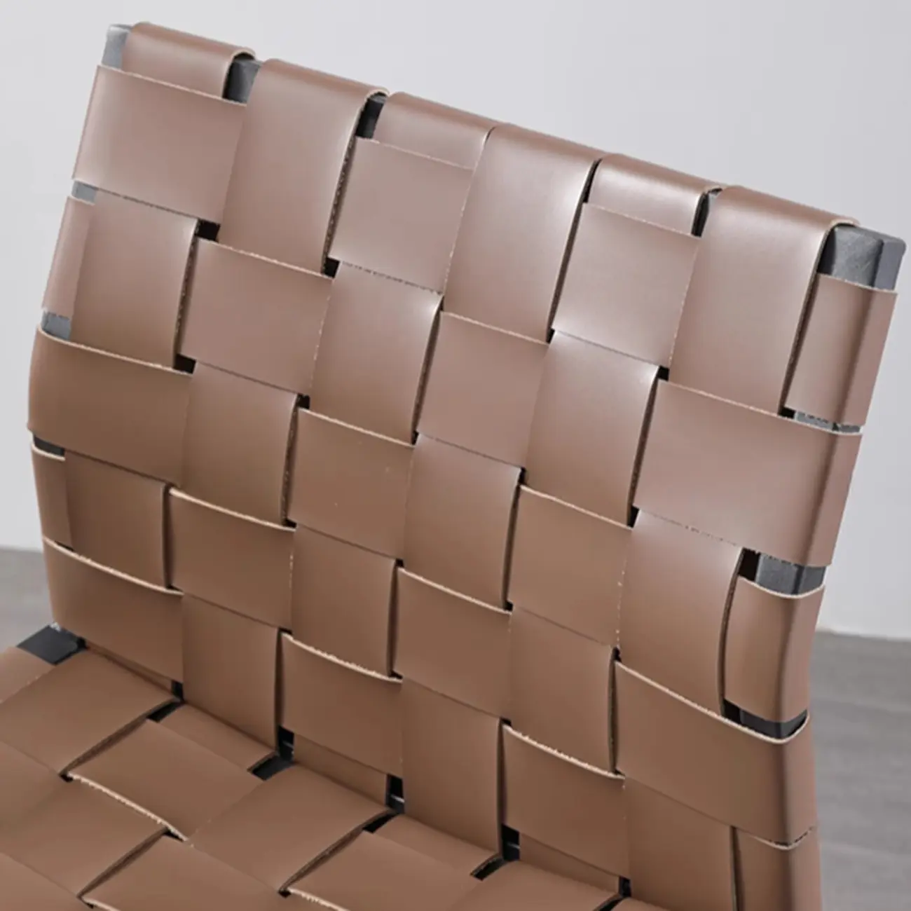 Modern Leather Seat Woven Textured Bar Stools with Back Image - 6 | homeyfad