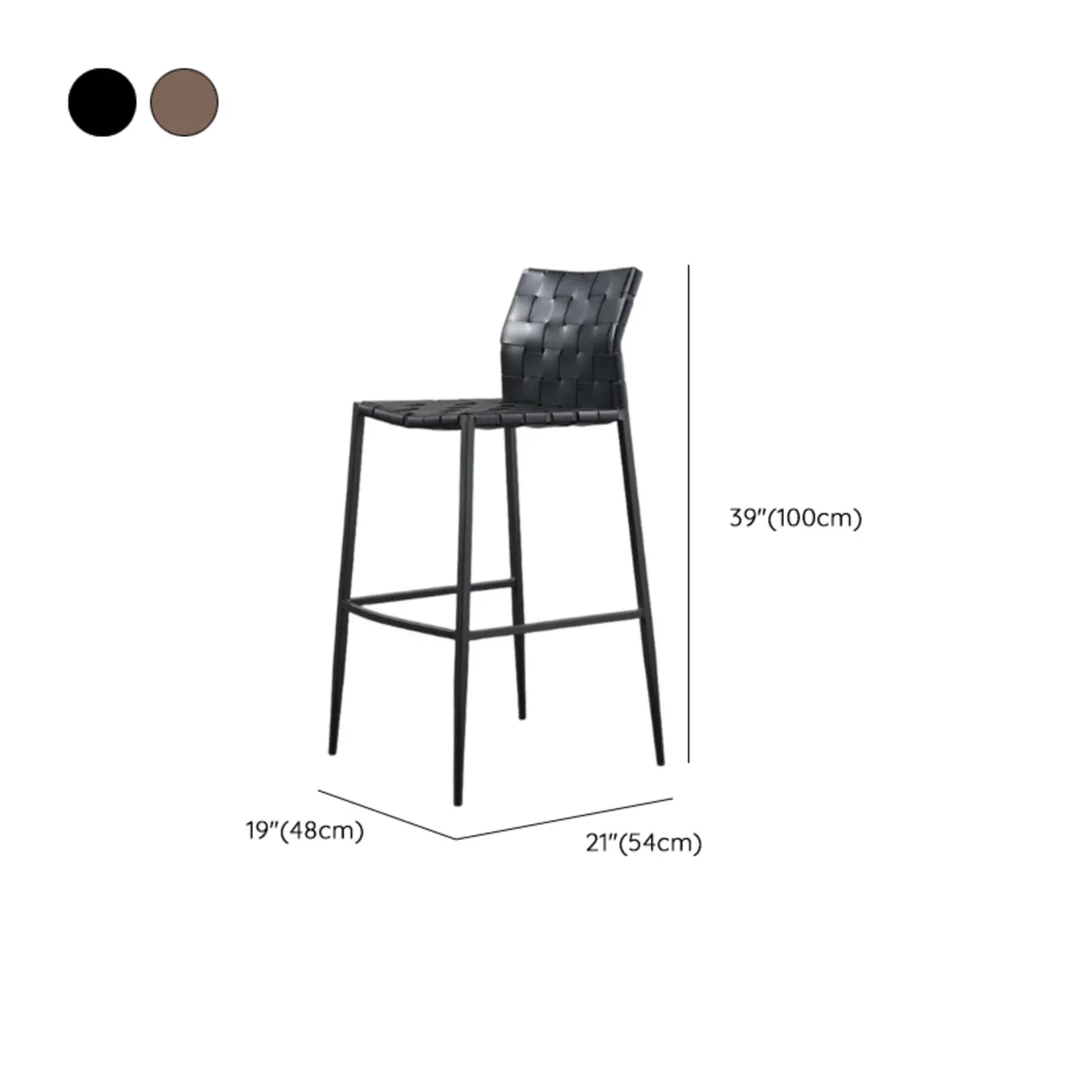 Modern Leather Seat Woven Textured Bar Stools with Back #size | homeyfad