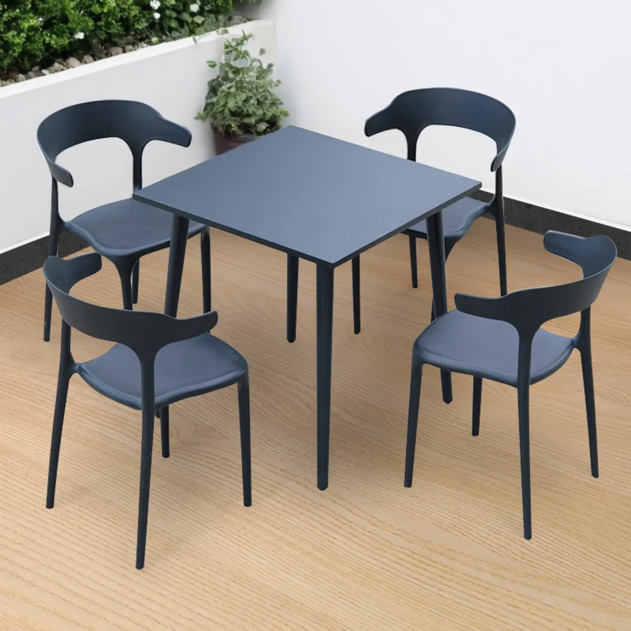 5 Piece Round Metal Black Outdoor Patio Dining Set Image - 2 | homeyfad