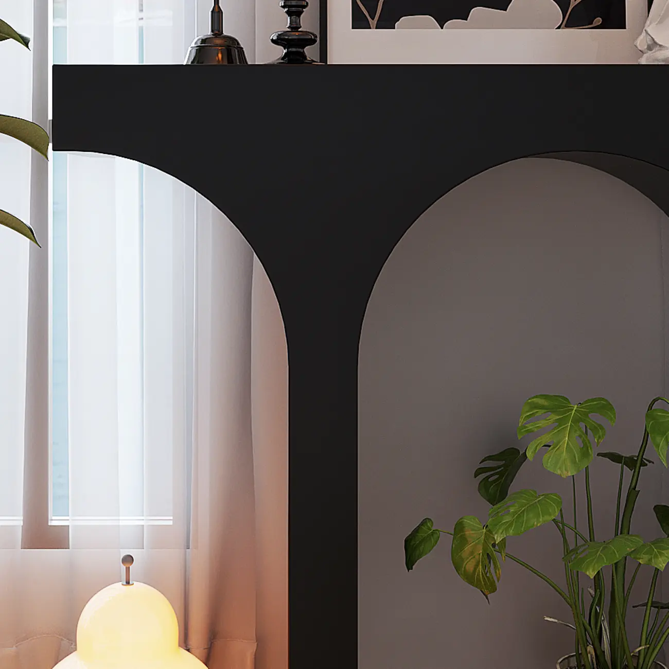 Entryway Rectangular Black Arch Base Console Table Image - 6 | homeyfad
