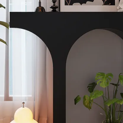 Entryway Rectangular Black Arch Base Console Table Image - 6