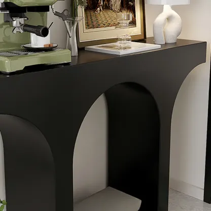 Entryway Rectangular Black Arch Base Console Table Image - 8