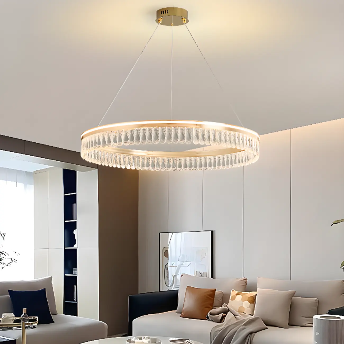 Dimmable Circle Gold Crystal Modern LED Chandeliers Image - 1 | homeyfad