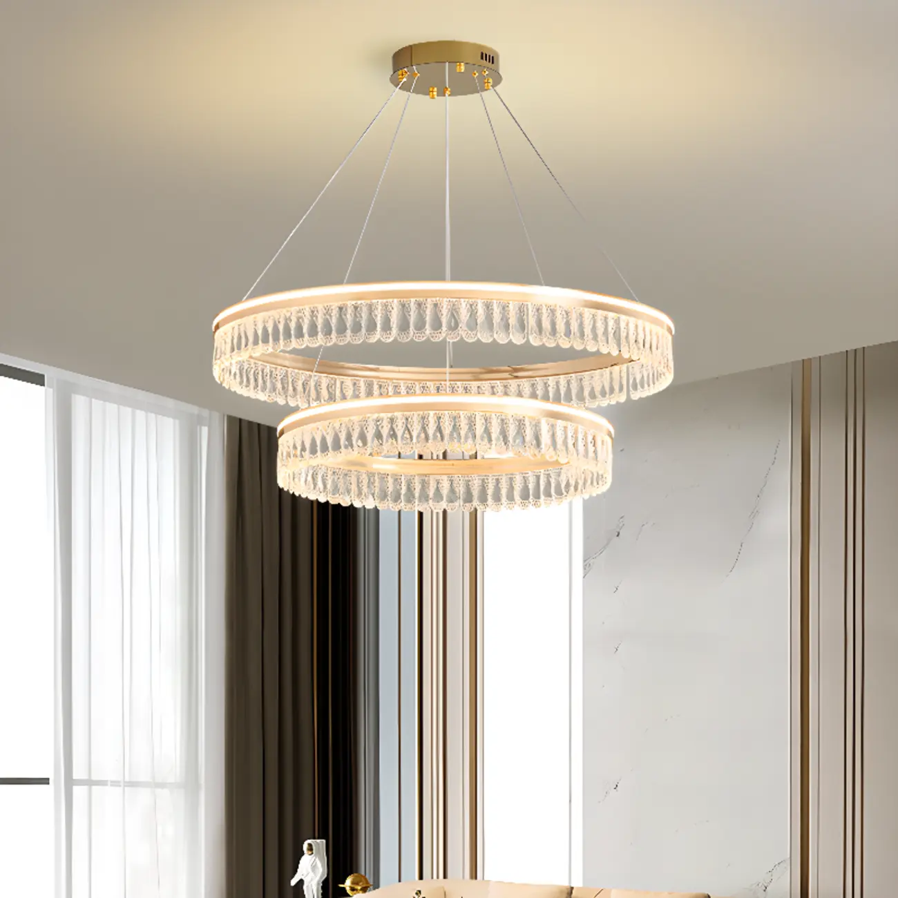 Dimmable Circle Gold Crystal Modern LED Chandeliers Image - 4 | homeyfad