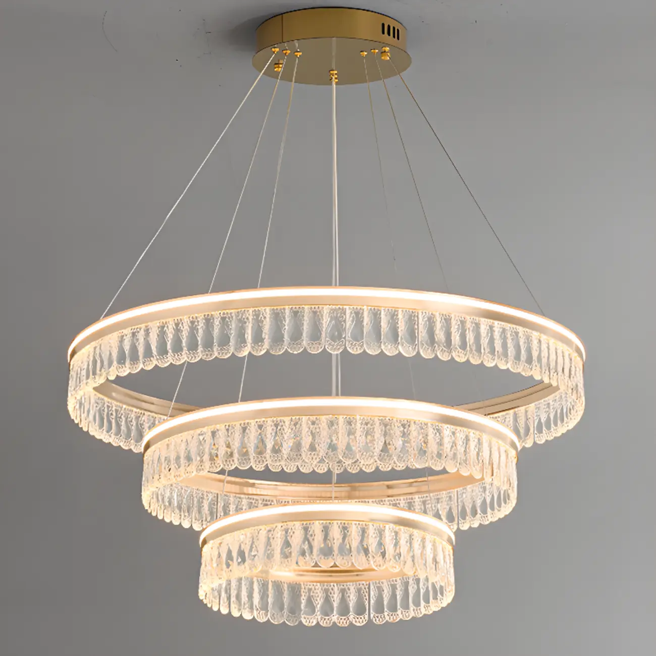 Dimmable Circle Gold Crystal Modern LED Chandeliers Image - 10 | homeyfad