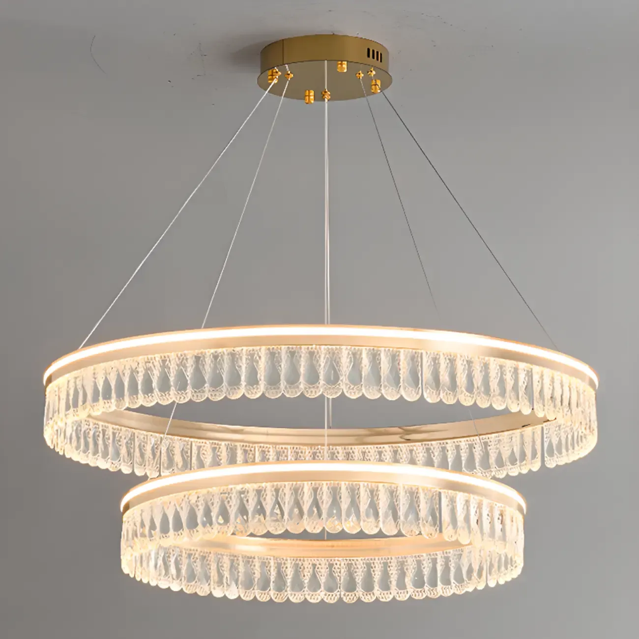 Dimmable Circle Gold Crystal Modern LED Chandeliers Image - 12