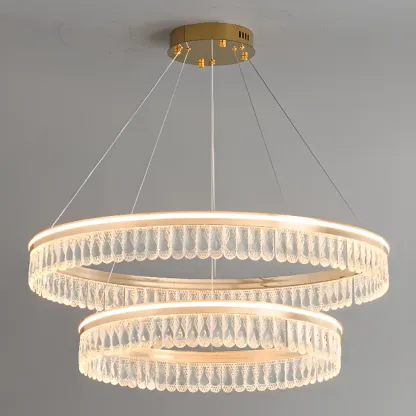 Dimmable Circle Gold Crystal Modern LED Chandeliers Image - 12