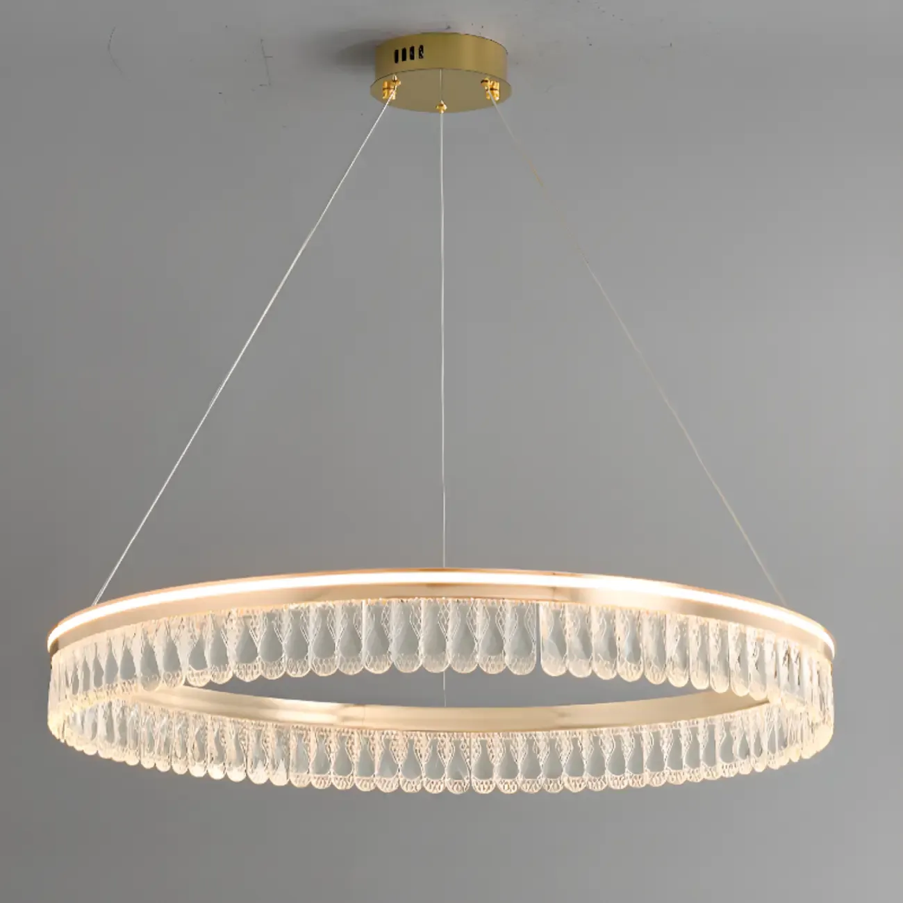 Dimmable Circle Gold Crystal Modern LED Chandeliers Image - 14