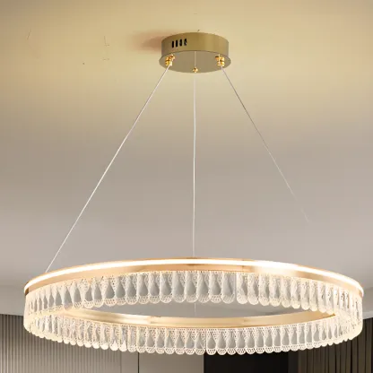 Dimmable Circle Gold Crystal Modern LED Chandeliers Image - 15