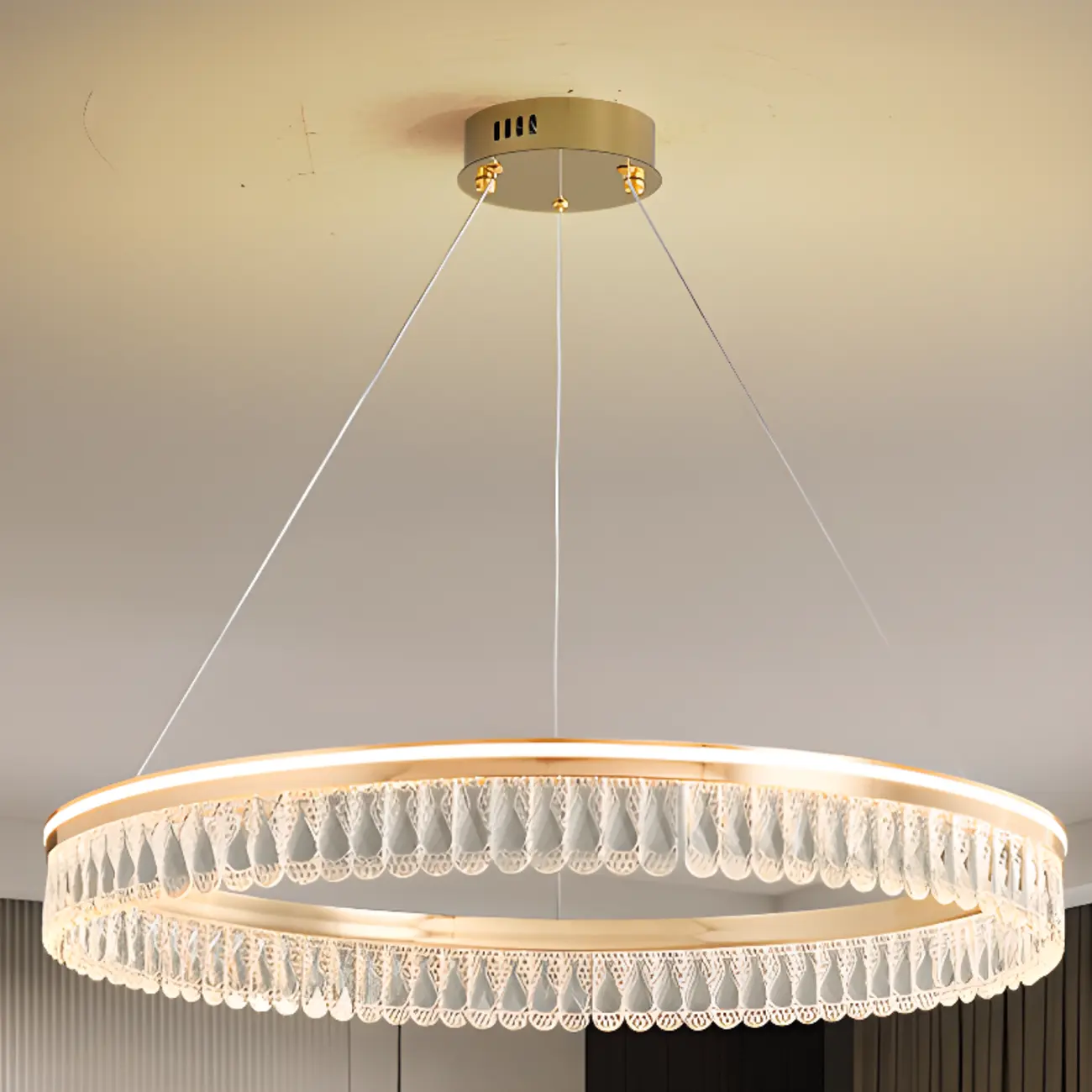 Dimmable Circle Gold Crystal Modern LED Chandeliers Image - 17 | homeyfad