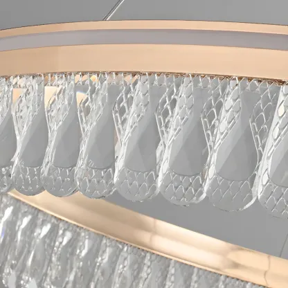 Dimmable Circle Gold Crystal Modern LED Chandeliers Image - 18