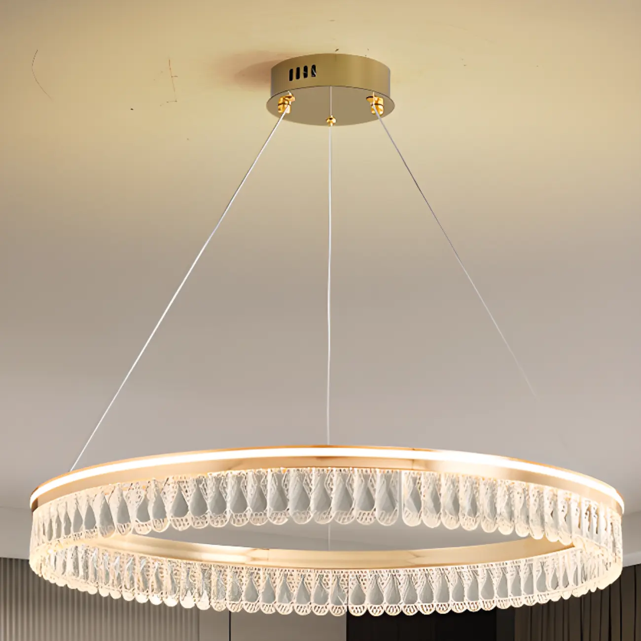 Dimmable Circle Gold Crystal Modern LED Chandeliers Image - 19 | homeyfad