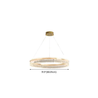 Dimmable Circle Gold Crystal Modern LED Chandeliers Image - 24