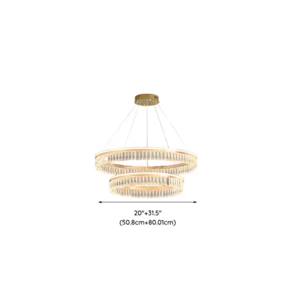 Dimmable Circle Gold Crystal Modern LED Chandeliers Image - 25