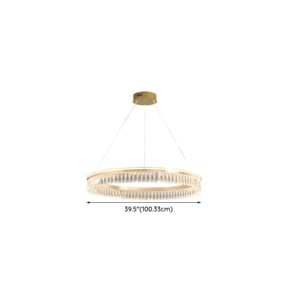 Dimmable Circle Gold Crystal Modern LED Chandeliers Image - 27