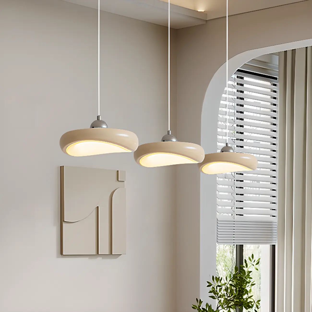 3-Light Beige Modern Acrylic Linear Pendant Lights Image - 1 | homeyfad