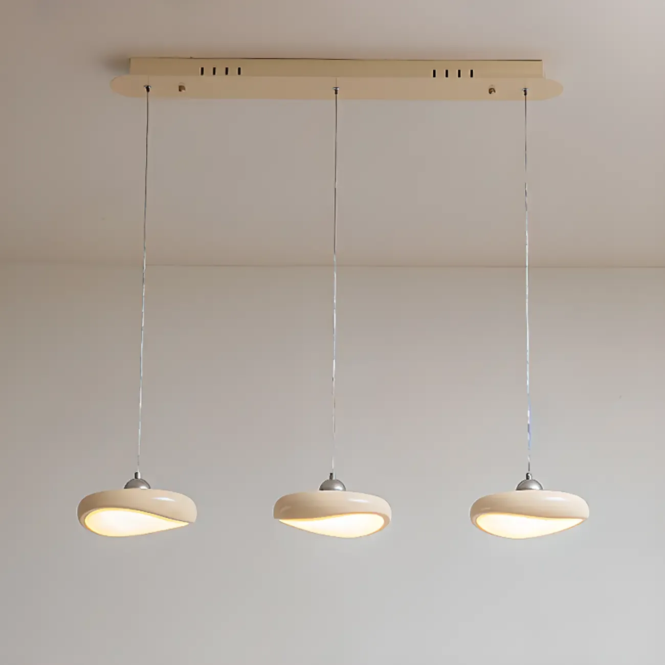 3-Light Beige Modern Acrylic Linear Pendant Lights Image - 2