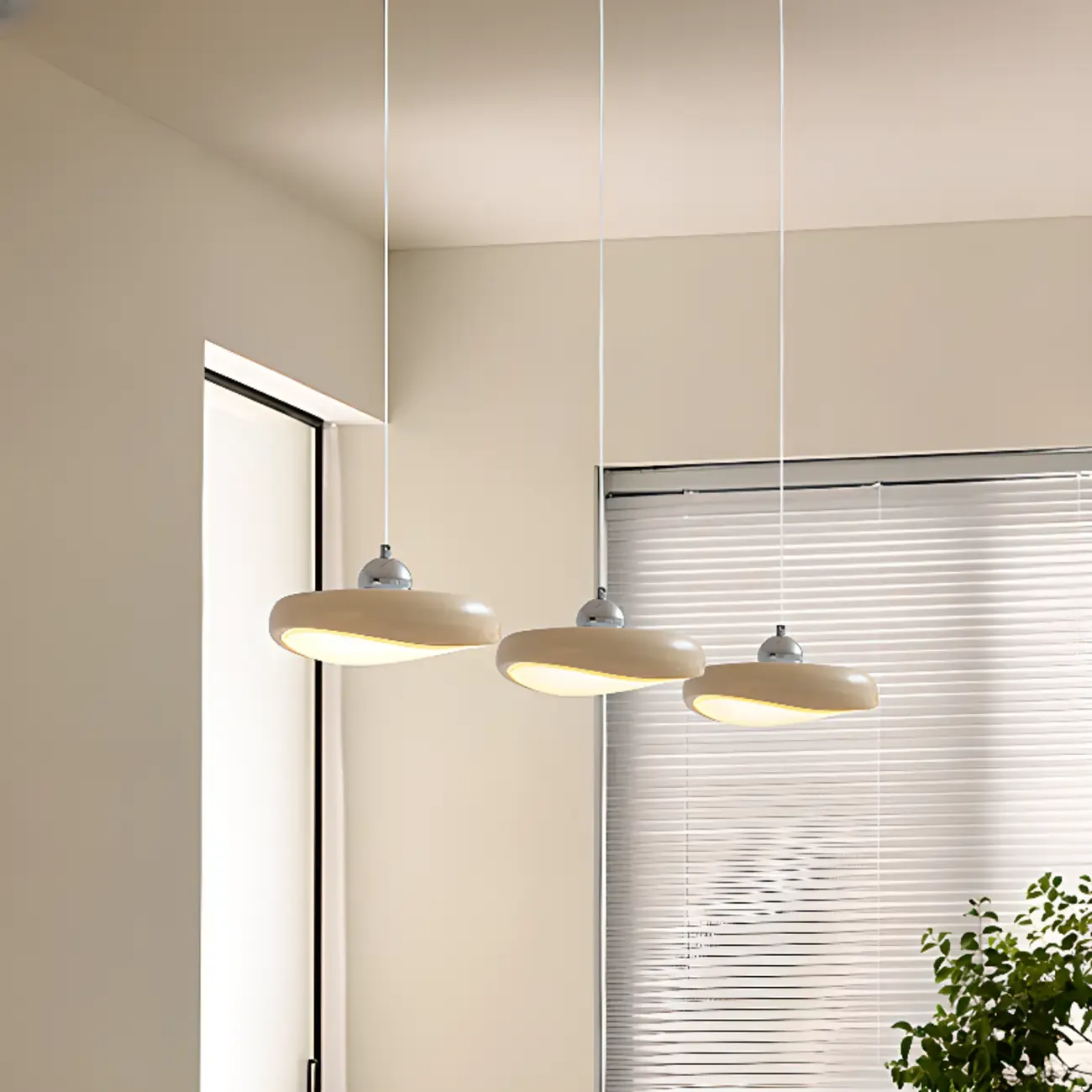 3-Light Beige Modern Acrylic Linear Pendant Lights Image - 4