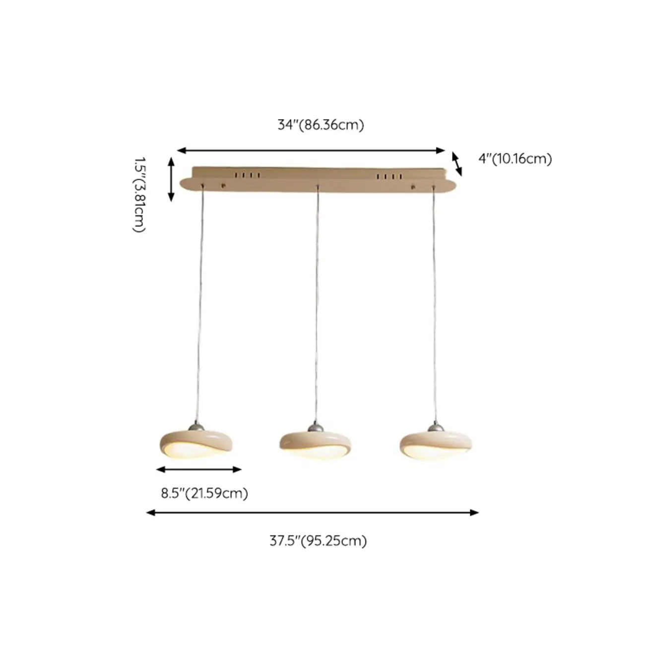 3-Light Beige Modern Acrylic Linear Pendant Lights #size | homeyfad
