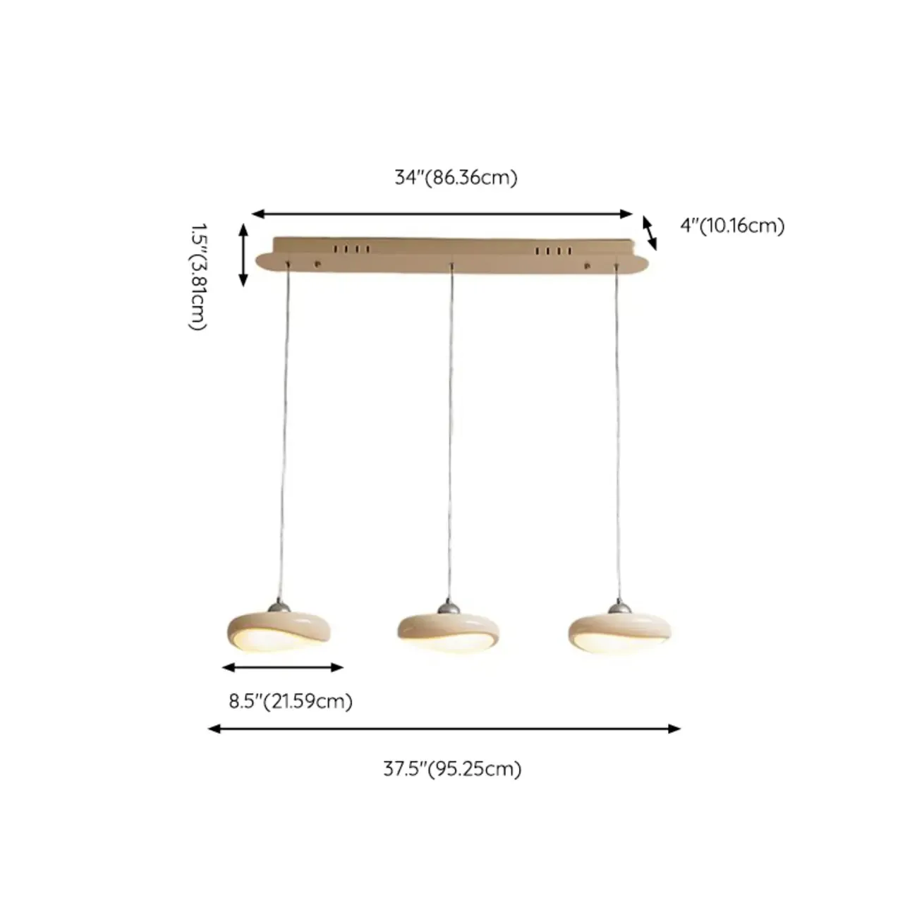 3-Light Beige Modern Acrylic Linear Pendant Lights #size