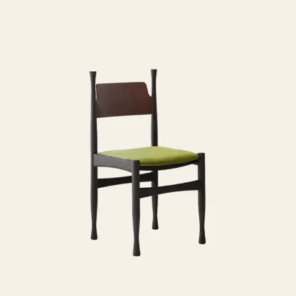 Minimalist Vintage Wood Frame and Upholstered Dining Chair Image - 5