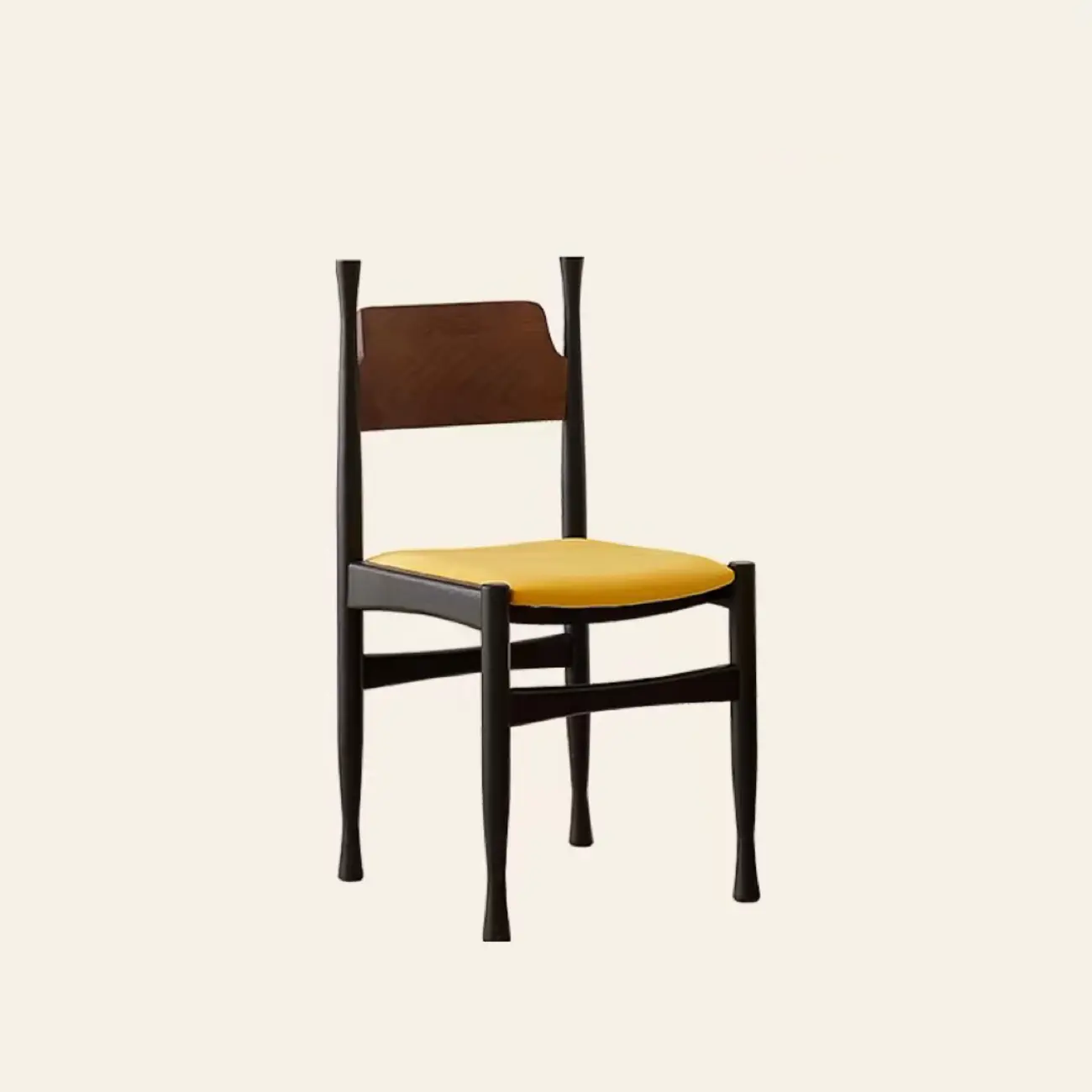 Minimalist Vintage Wood Frame and Upholstered Dining Chair Image - 6 | homeyfad