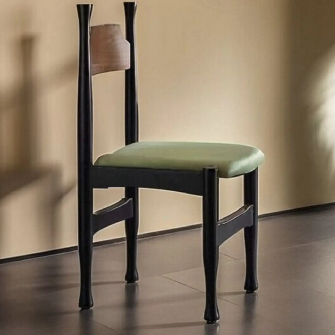 Minimalist Vintage Wood Frame and Upholstered Dining Chair Image - 2 | homeyfad