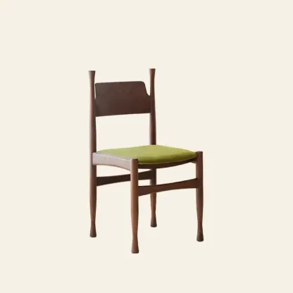 Minimalist Vintage Wood Frame and Upholstered Dining Chair Image - 8