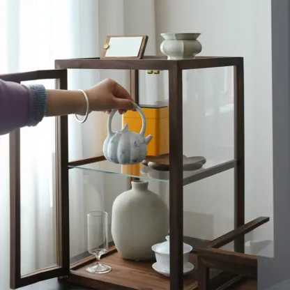 Tabletop Wooden Open Door Glass Small Display Cabinet  Image - 5