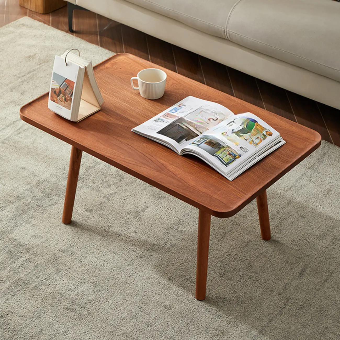 Simple Modern Wooden Rectangular Brown End Table Image - 1 | homeyfad