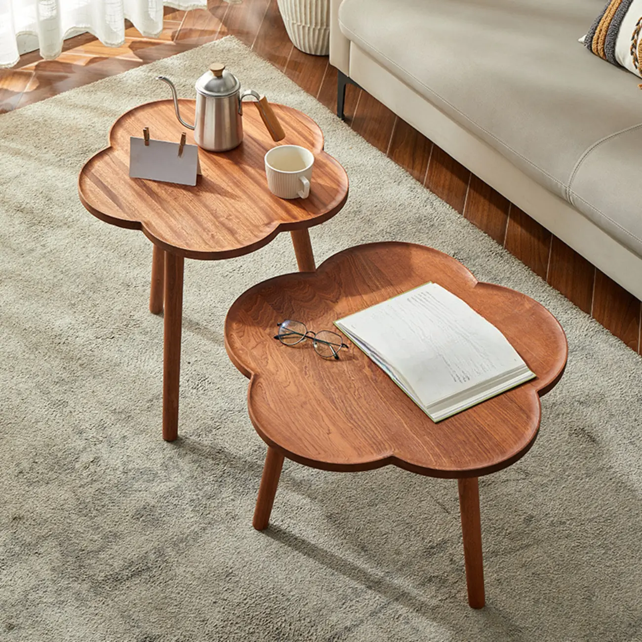 Simple Modern Wooden Rectangular Brown End Table Image - 2 | homeyfad