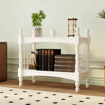 Traditional Brown Wooden Etagere Open 5-Shelf Bookcase Image - 19