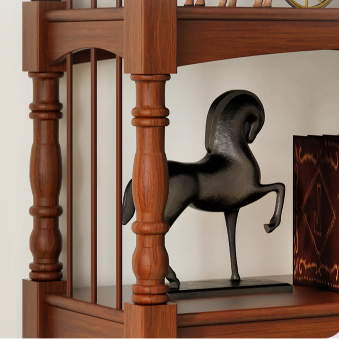 Traditional Brown Wooden Etagere Open 5-Shelf Bookcase Image - 6 | homeyfad