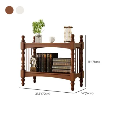 Traditional Brown Wooden Etagere Open 5-Shelf Bookcase #size