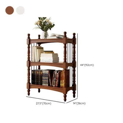 Traditional Brown Wooden Etagere Open 5-Shelf Bookcase Image - 10