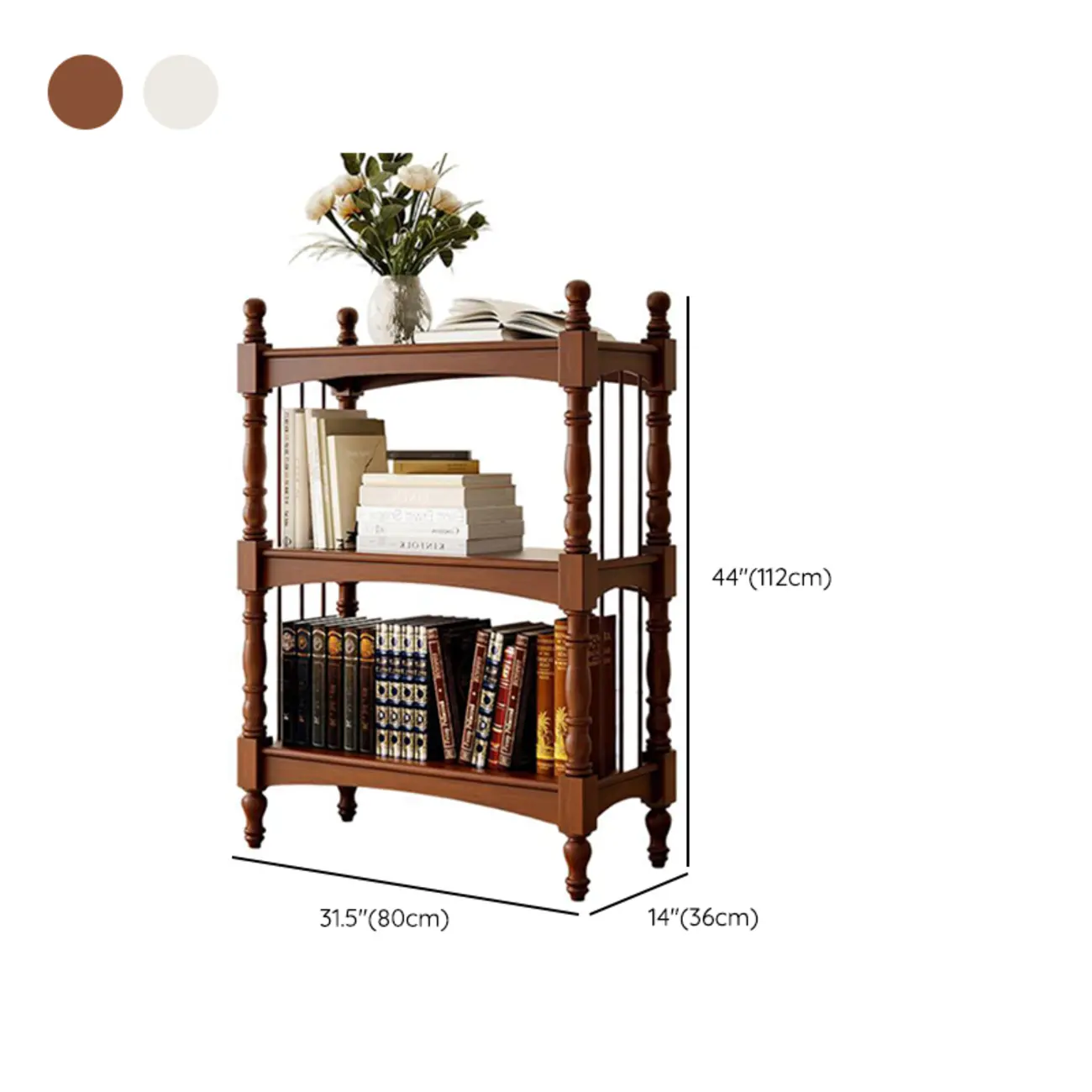 Traditional Brown Wooden Etagere Open 5-Shelf Bookcase Image - 14 | homeyfad