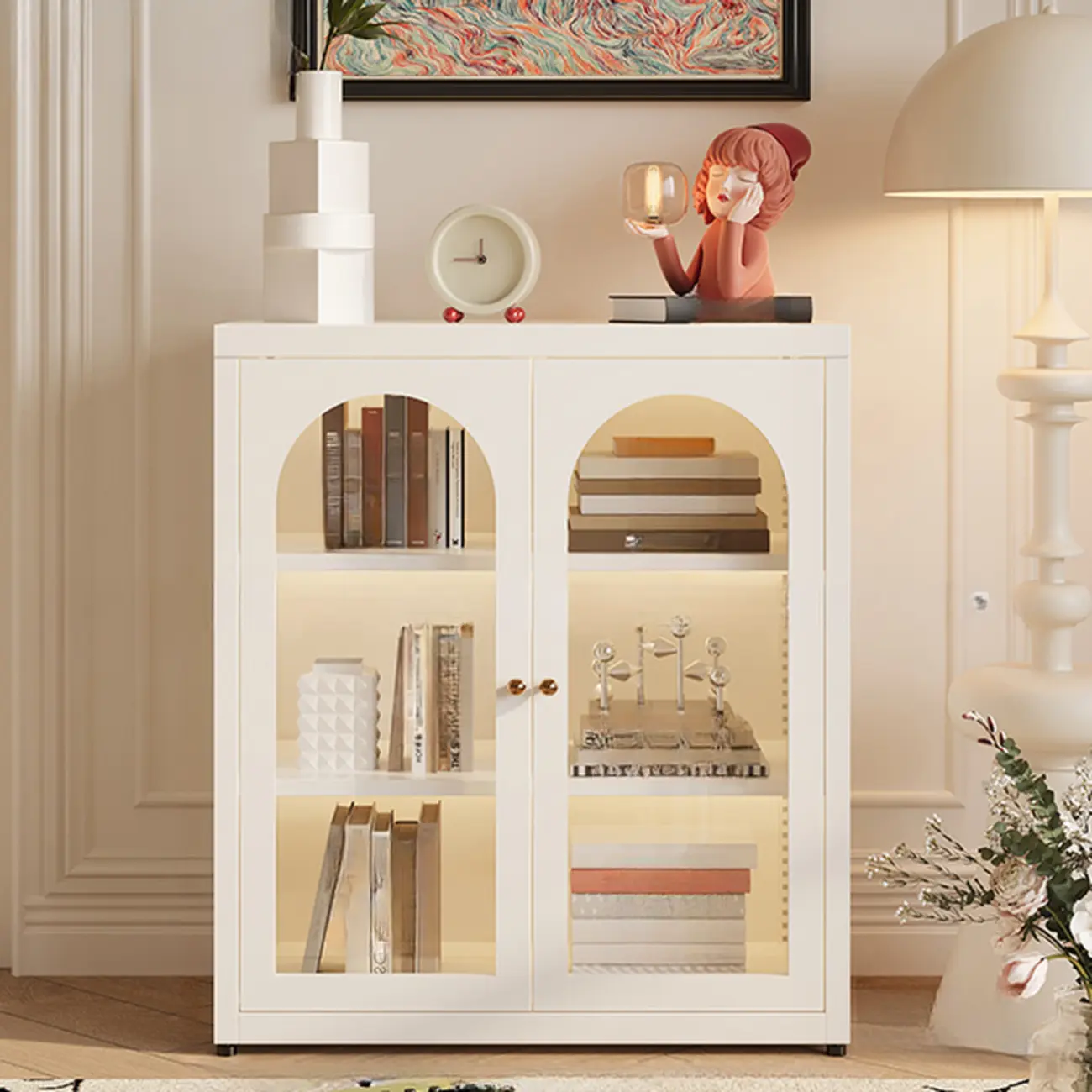 Standard Metal Black Closed Back Bookcase with Doors Image - 3 | homeyfad