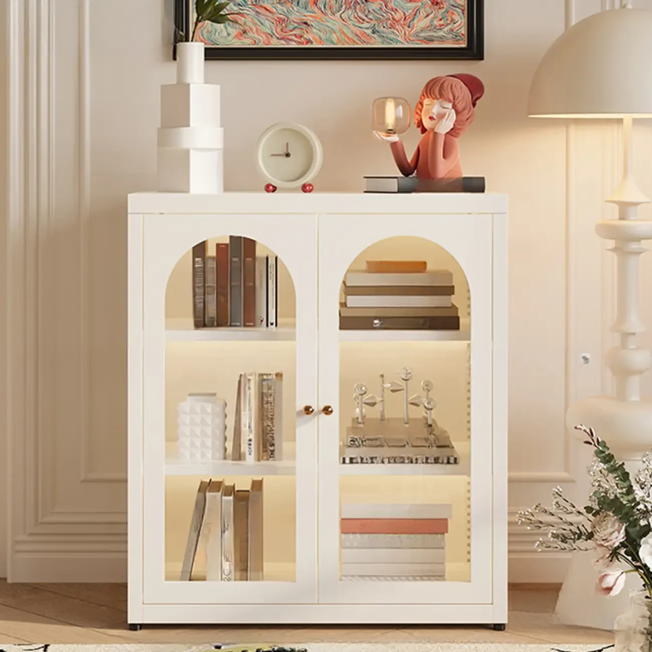 Standard Metal Black Closed Back Bookcase with Doors Image - 3