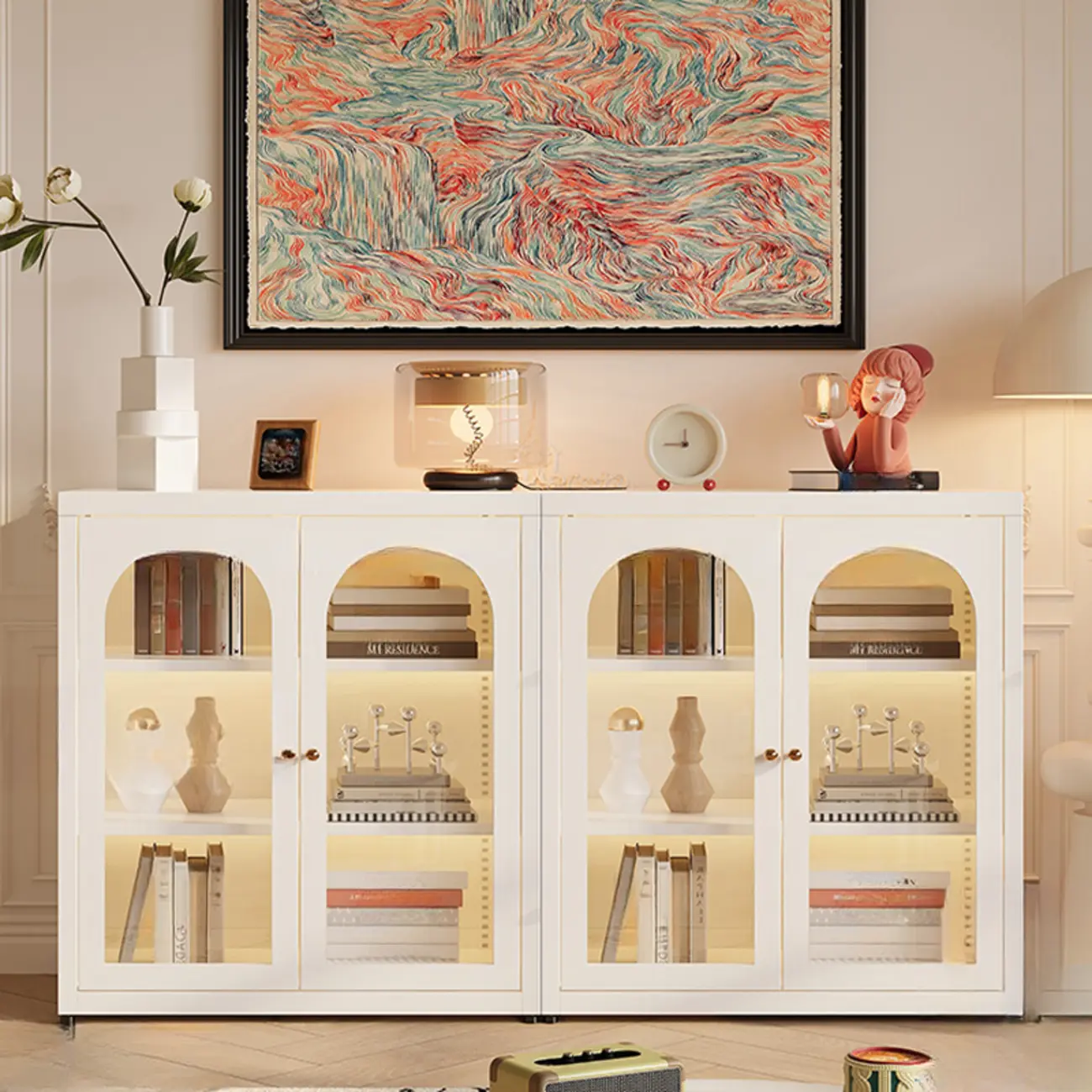 Standard Metal Black Closed Back Bookcase with Doors Image - 2 | homeyfad