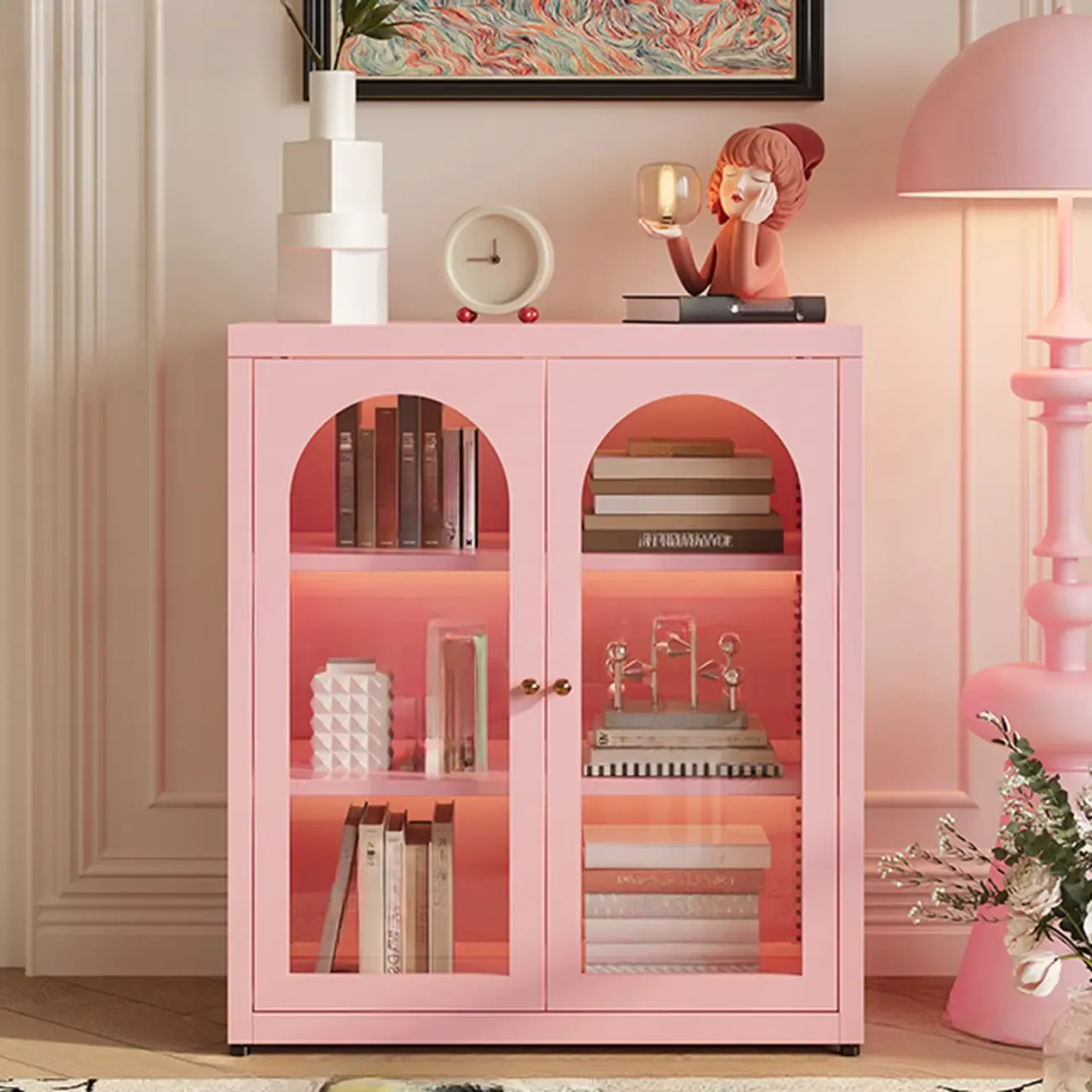 Standard Metal Black Closed Back Bookcase with Doors Image - 4