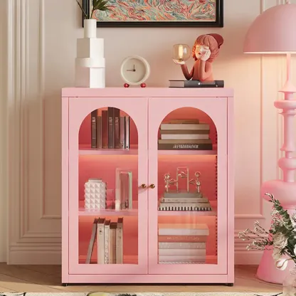 Standard Metal Black Closed Back Bookcase with Doors Image - 4