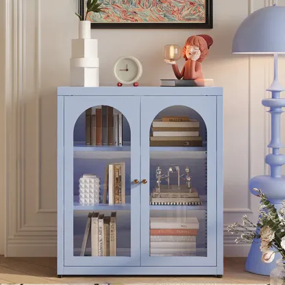 Standard Metal Black Closed Back Bookcase with Doors Image - 5