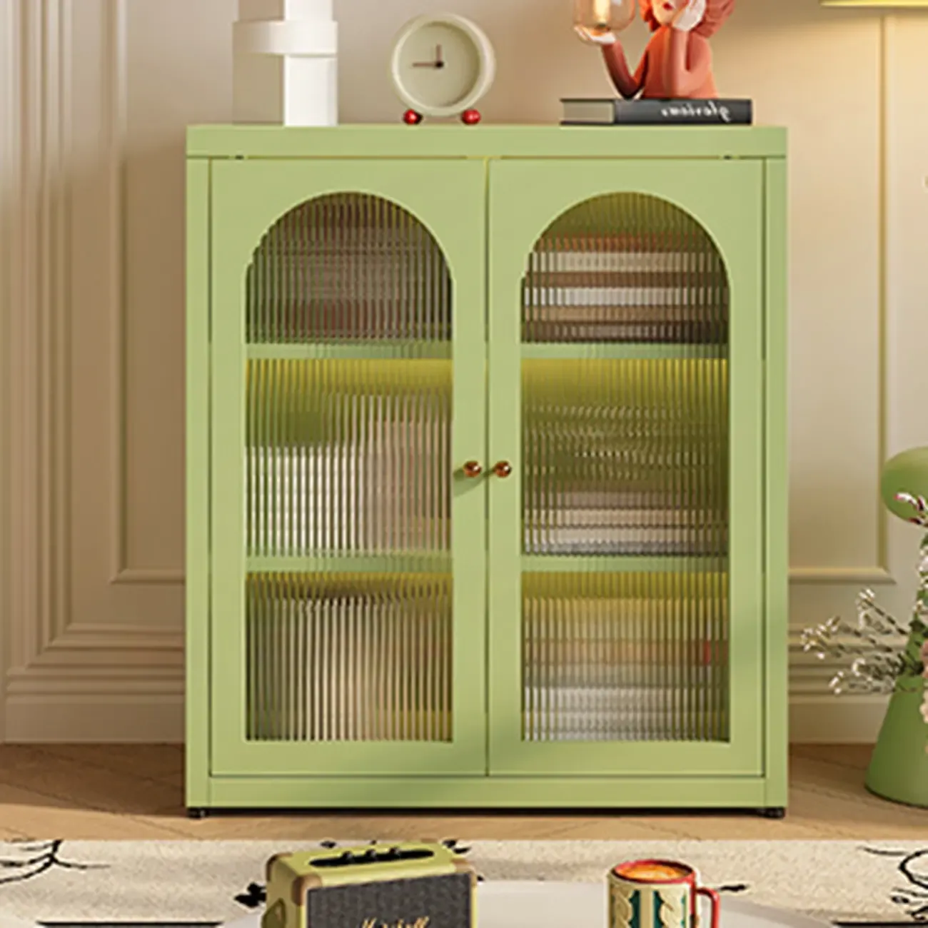 Standard Metal Black Closed Back Bookcase with Doors Image - 6