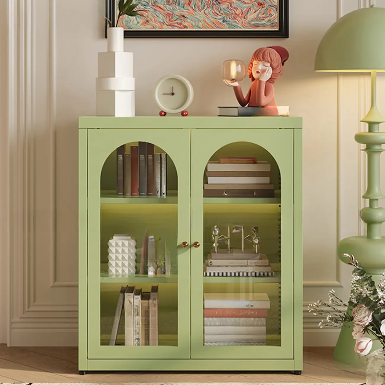 Standard Metal Black Closed Back Bookcase with Doors Image - 7 | homeyfad